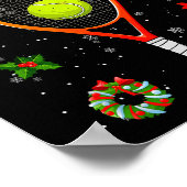 Poster Funny Tennis Racket Reindeer Santa Hat Christmas L (Coin)