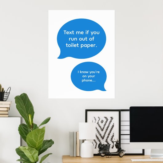Poster Funny Texting Bathroom (Bureau à domicile)