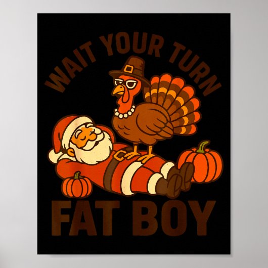 Poster Funny Thanksgiving Christmas Turkey Vs Santa For M (Devant)