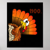 Poster Funny Thanksgiving Cute Turkey Moo I'm A Cow Men W (Devant)