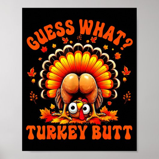 Poster Funny Thanksgiving Guess What Turkey Butt Couples  (Devant)
