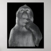 Poster Funny Thinking Monkey Meme Curious Ape Brainrot  (Devant)