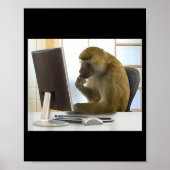 Poster Funny Thinking Monkey Meme Office Curious Ape Brai (Devant)