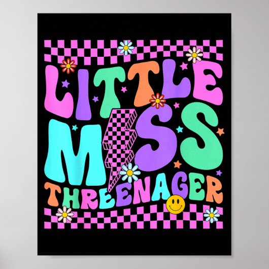 Poster Funny Threenager Happy 3rd Bday Party 3 Years Old  (Devant)