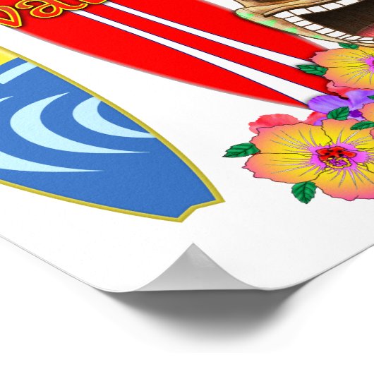 Poster Funny Tiki Honolulu Hawaii Surf (Coin)