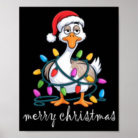 Poster Funny Tired Goose Christmas Lights Silly Holiday F (Devant)