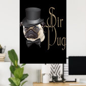 Poster Funny Top Hat Monocle Sir Carlin Chien (Bureau à domicile)