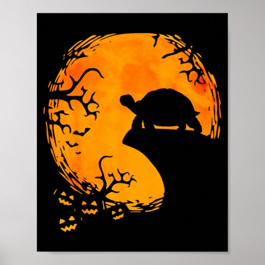 Poster Funny Tortoise Halloween Silhouette Soky Tortoise (Devant)