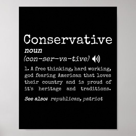 Poster Funny Traditional Conservative Definition Pro Free (Devant)