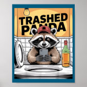 Poster Funny Trashed Panda Raccoon Gets Drunk  (Devant)