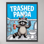 Poster Funny Trashed Panda Raccoon Gets Drunk  (Devant)