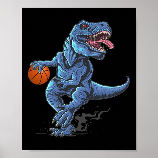 Poster Funny Trex Dinosaur Playing Sketll Player Lover  (Devant)
