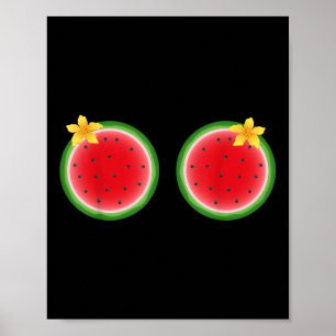 Poster Funny Tropical Watermelon Slice S Vacances d'été