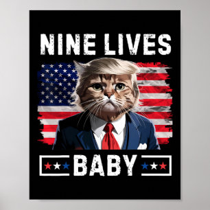 Poster Funny Trump Cat 9 Lives Baby Funny Vote For Trump