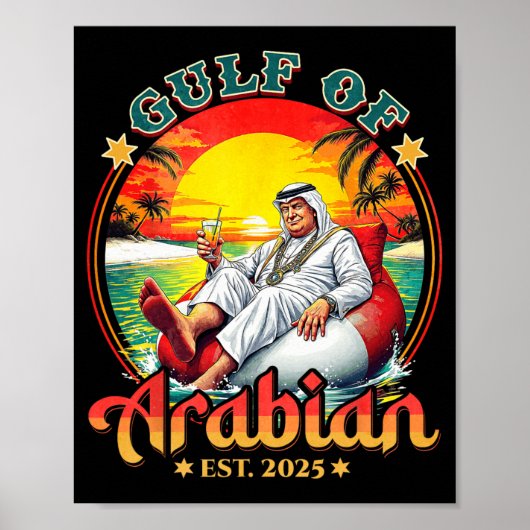 Poster Funny Trump Chemise Golfe De L'Arabe Est 2025 Funn (Devant)