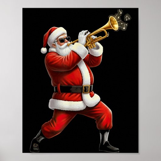 Poster Funny Trumpet Santa Christmas Graphic Player Trump (Devant)