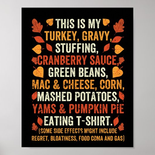 Poster Funny turkey gravy green beans pumpkin (Devant)
