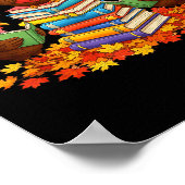 Poster Funny Turkey Reading Book Fall Thanksgiving Teache (Coin)