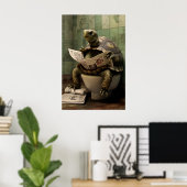 Poster Funny Turtle Bathroom Print, Toilet Newspaper Art (Bureau à domicile)