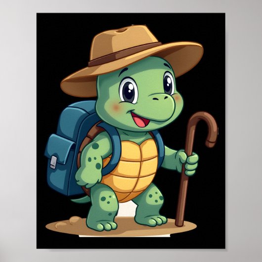 Poster Funny Turtle Hiking Graphic Camping Lover Adventur (Devant)
