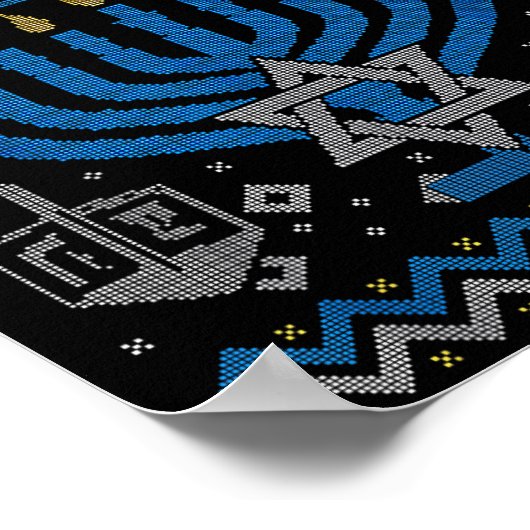 Poster Funny Ugly Hanukkah Sweater Lets Get Lit Menorah J (Coin)