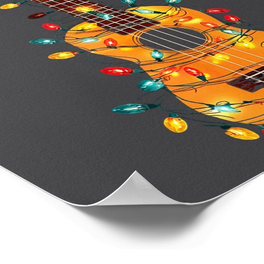 Poster Funny Ukulele Christmas Graphics Lights Lover Play (Coin)