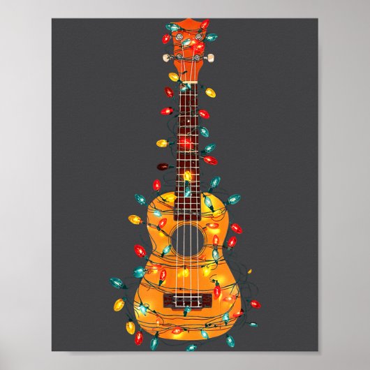 Poster Funny Ukulele Christmas Graphics Lights Lover Play (Devant)