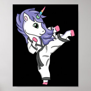Poster Funny Unicorn Karate Girl I Taekwondo Martial Arts
