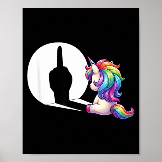 Poster Funny Unicorn With Middle Finger Morning Grouch  (Devant)