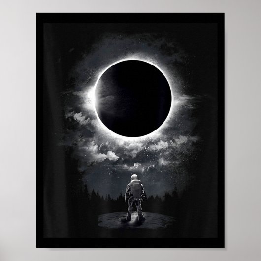 Poster Funny Vintage Astronaut Space Eclipse Science (Devant)