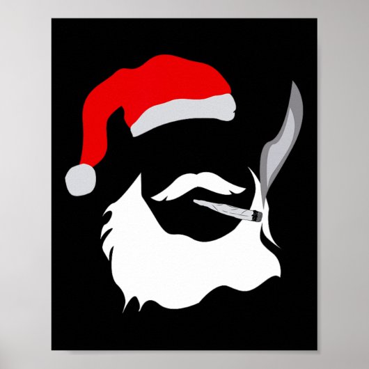 Poster Funny Visage Santa Clause Fumer mauvaises herbes N (Devant)