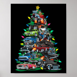 Poster Funny Voiture Arbre de Noël Clic Muscle Voitures A