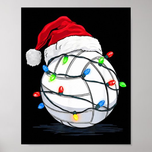 Poster Funny Volleyball Ball Christmas Graphics Lights Lo (Devant)