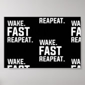 Poster Funny Wake Fast Repeat Graphisme Sarcastique (Devant)