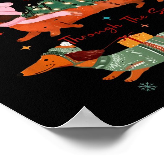 Poster Funny Weiner Dog Dachshund Through The Snow Merry  (Coin)