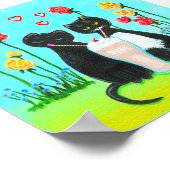 Poster Funny Whimsical Black Cat Valentine Créationarts (Coin)