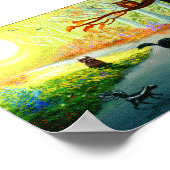 Poster Funny Whimsical Chat Owl Skunk Raccoon Forest (Coin)