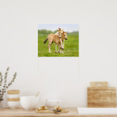 Poster Funny Wild Konik Horses Foals Playing Together - (Cuisine)