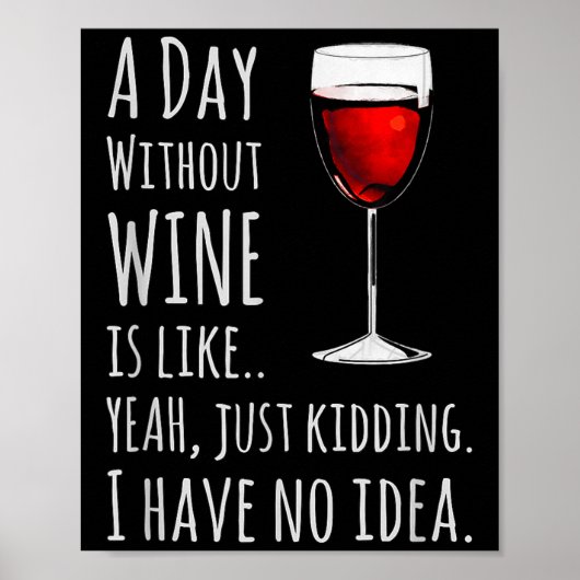 Poster Funny Wine S_ A Day Without Wine Is Like Just Kidd (Devant)
