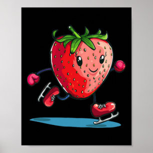Poster Funny Winter Sport Fraise En Patinage Sur Glace Sc