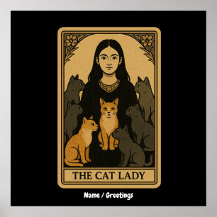 Poster Funny Witchy Gothique Chat Lady Tarot Carte Magiqu