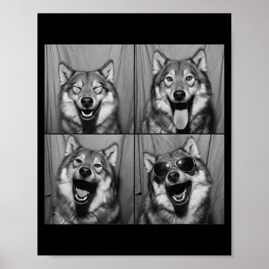 Poster Funny Wolf Photo Booth Sungles Dog  (Devant)