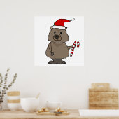 Poster Funny Wombat à Noël de Santa Hat (Cuisine)