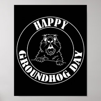 Poster Funny Woodchuck Screaming Happy Groundhog Day