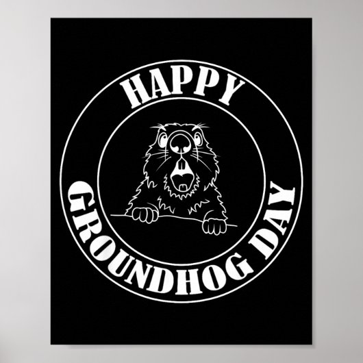 Poster Funny Woodchuck Screaming Happy Groundhog Day (Devant)