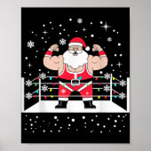 Poster Funny Wrestling Santa Xmas Lights Wrestling Christ (Devant)
