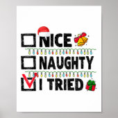 Poster Funny Xmas Nice Naughty I Tried Christmas List Fam (Devant)