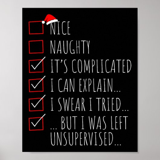 Poster Funny Xmas Nice Naughty List I Can Explain I Swear (Devant)