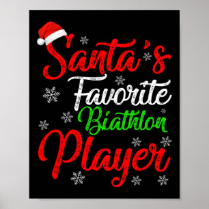 Poster Funny Xmas Père Noël Joueur de Biathlon préféré Ch
