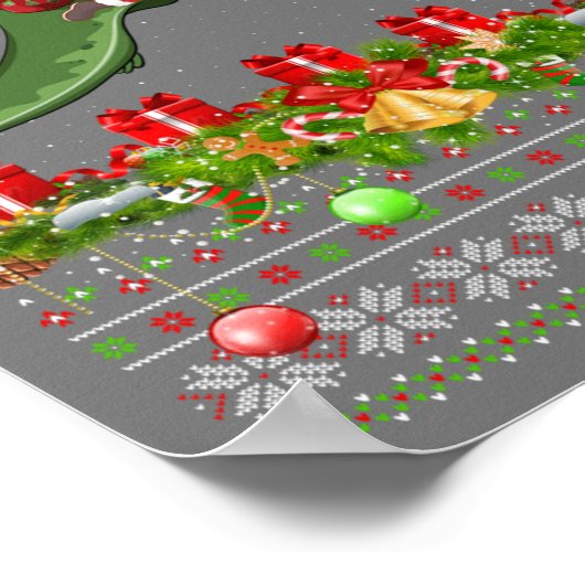 Poster Funny Xmas Ugly Père Noël équitation Pterodactyl B (Coin)